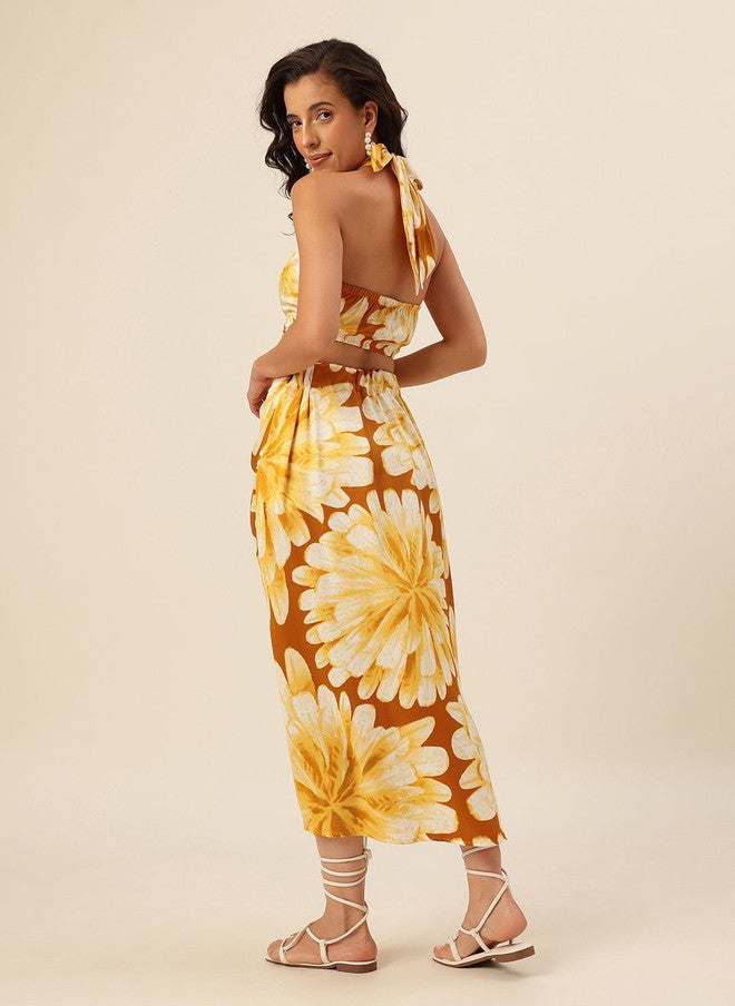 CUKOO Printed Halter Neck Top With Skirt - Image 3